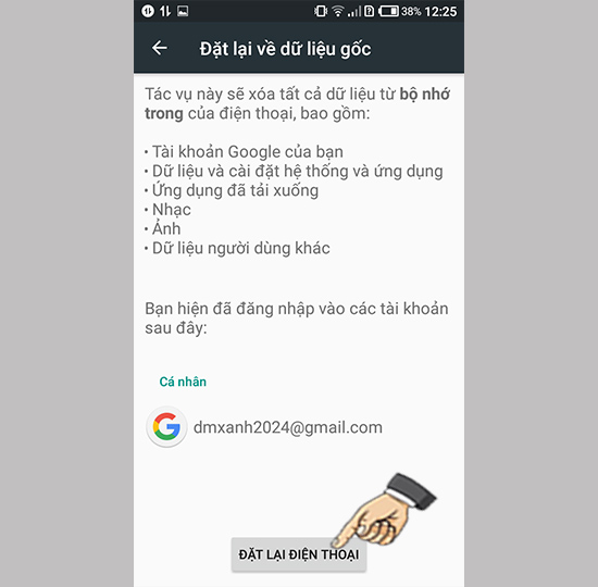 Chọn đặt lại